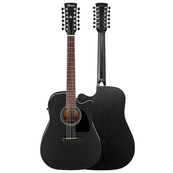 Chitară electro-acustică Ibanez AW8412CE-WK 4/4, Dreadnought, Black photo 2