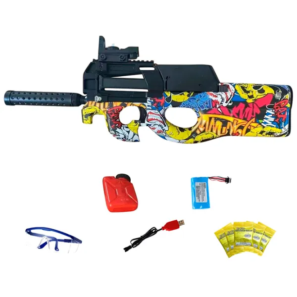 Pistol automat de jucărie Blaster P90 RS516C 14+ / Bile gel / Yellow photo 2