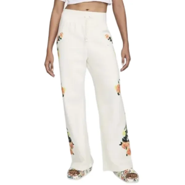 Pantaloni sportivi pentru femei Nike W Nsw Phoenix Fleece Artist Collection L / Beige photo 1