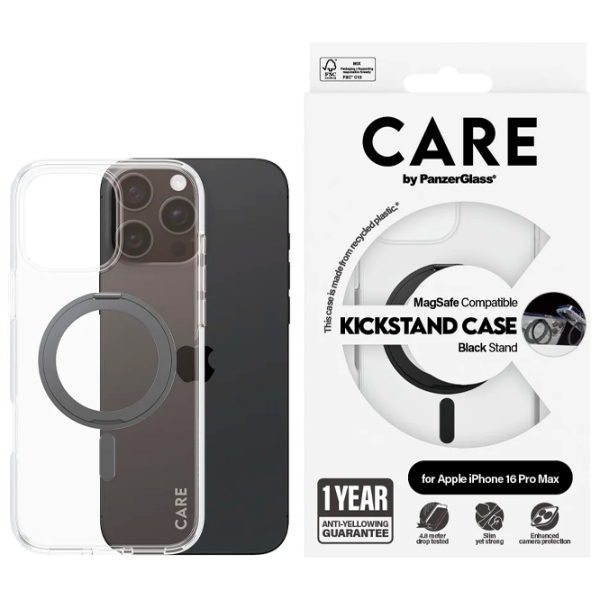 Husă pentru smartphone Apple iPhone 16 Pro Max PanzerGlass / MagSafe Back / PC / Black Transparent photo 3