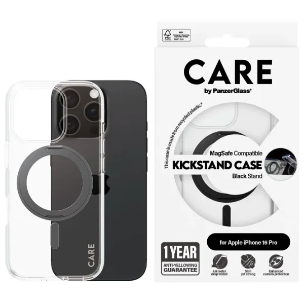Husă pentru smartphone Apple iPhone 16 Pro PanzerGlass / MagSafe Back / PC / Black Transparent photo 3