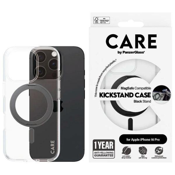 Husă pentru smartphone Apple iPhone 16 Pro PanzerGlass / MagSafe Back / PC / Black Transparent photo 3