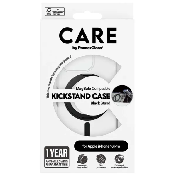 Husă pentru smartphone Apple iPhone 16 Pro PanzerGlass / MagSafe Back / PC / Black Transparent photo 4