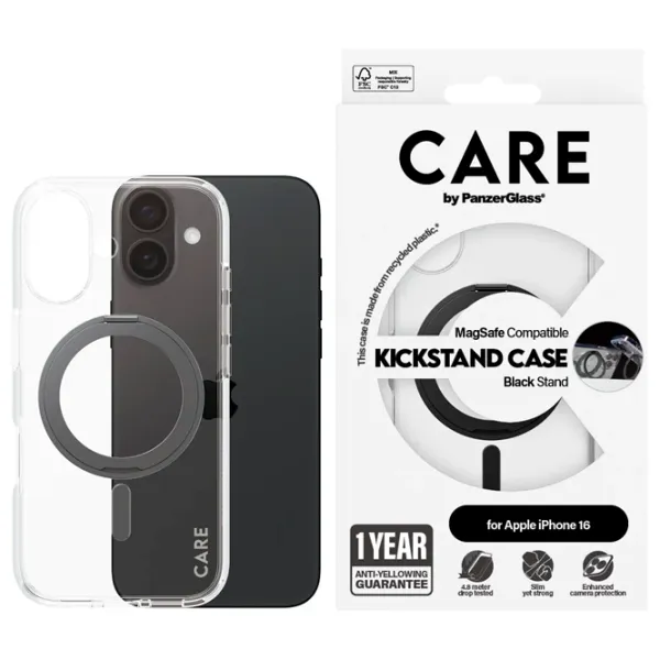 Husă pentru smartphone Apple iPhone 16 PanzerGlass / MagSafe Back / PC / Black Transparent photo 3