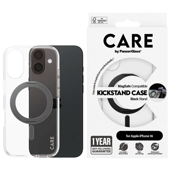 Husă pentru smartphone Apple iPhone 16 PanzerGlass / MagSafe Back / PC / Black Transparent photo 3