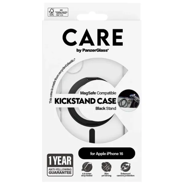 Husă pentru smartphone Apple iPhone 16 PanzerGlass / MagSafe Back / PC / Black Transparent photo 4