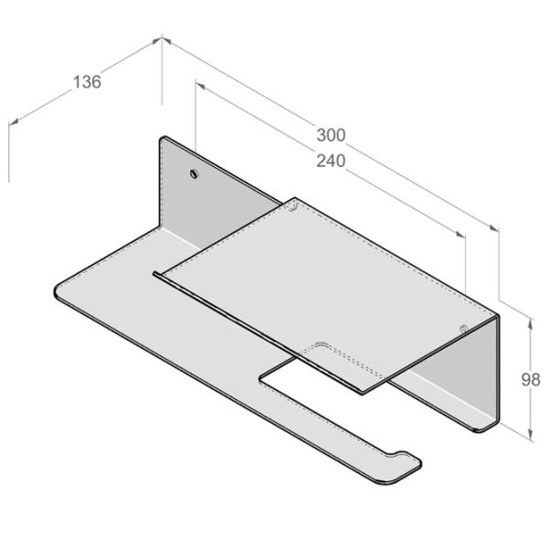 Suport hârtie igienică Daske Shelf Line Flex Adhesive Oțel inoxidabil photo 3