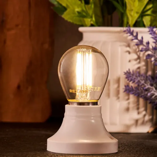 Bec LED cu filament Rexant GL45 604-132 E27 / 9.5 W / 4000 K / 950lm / White photo 4 Bec LED cu filament Rexant GL45 604-132 E27 / 9.5 W / 4000 K / 950lm / White photo 4