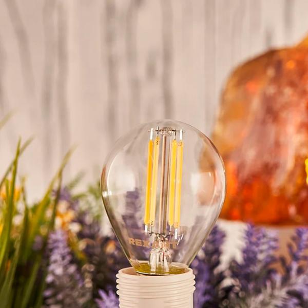 Bec LED cu filament Rexant GL45 604-130 E14 / 9.5 W / 4000 K / 950lm / White photo 3 Bec LED cu filament Rexant GL45 604-130 E14 / 9.5 W / 4000 K / 950lm / White photo 3