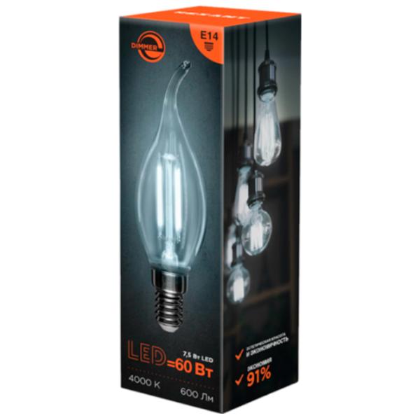 Bec LED cu filament Rexant CN37 604-106 E14 / 7.5 W / 4000 K / 600lm / White photo 2