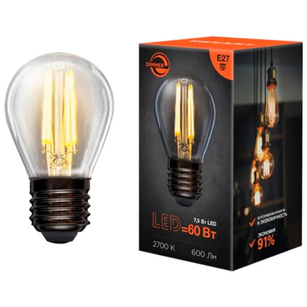 Bec LED cu filament Rexant GL45 604-127 E27 / 7.5 W / 2700 K / 600lm / White photo 3