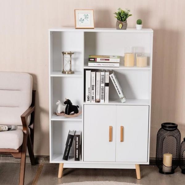 Etajeră Costway HW63875  119 x 80 x 24 cm / PAL / White photo 3 Etajeră Costway HW63875  119 x 80 x 24 cm / PAL / White photo 3
