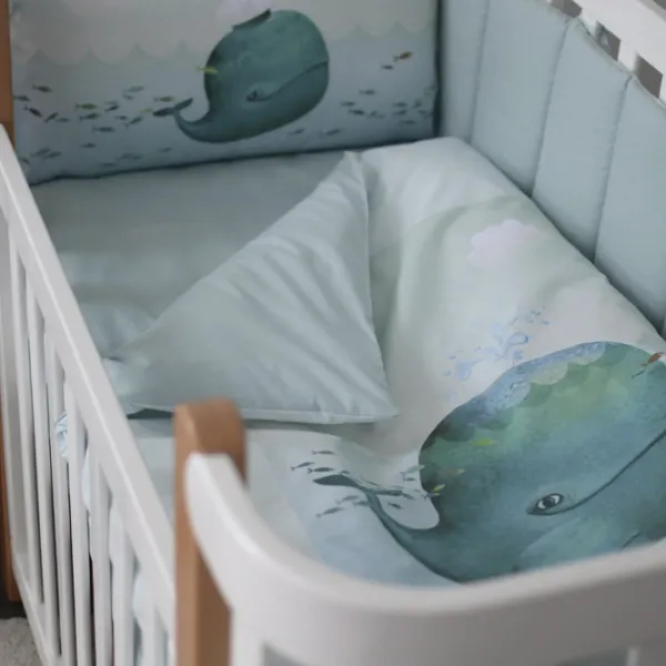 Детское постельное бельё Veres Whale New (217.08.1 ) Хлопок/ Мятный Зелёный photo 1