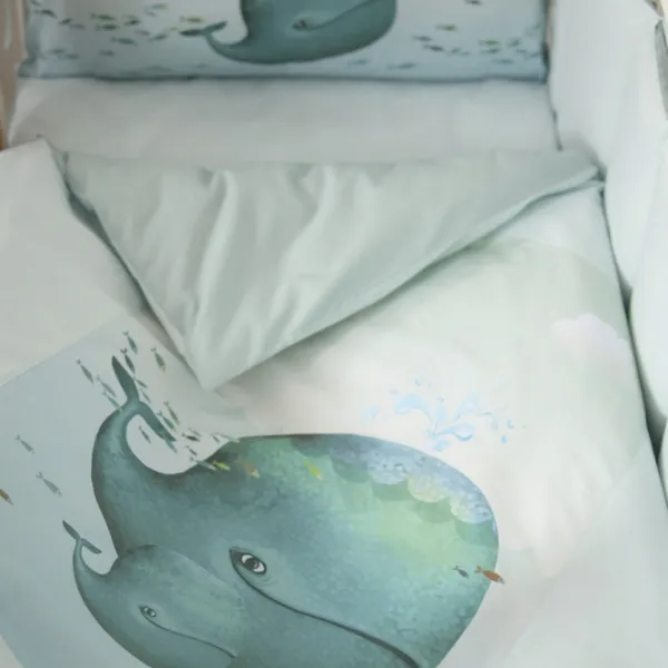 Детское постельное бельё Veres Whale New (217.08.1 ) Хлопок/ Мятный Зелёный photo 2