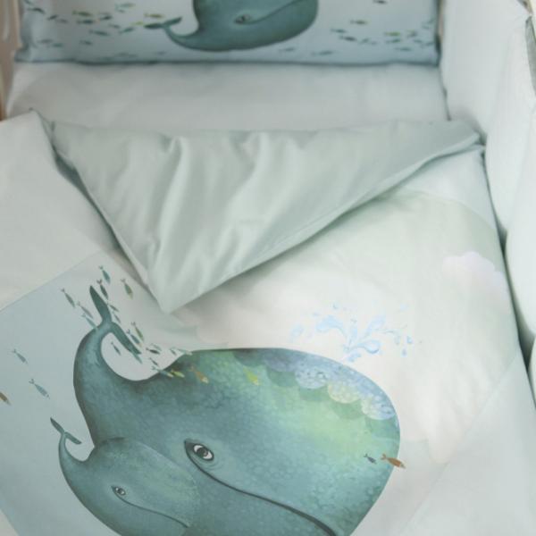 Детское постельное бельё Veres Whale New (217.08.1 ) Хлопок/ Мятный Зелёный photo 2