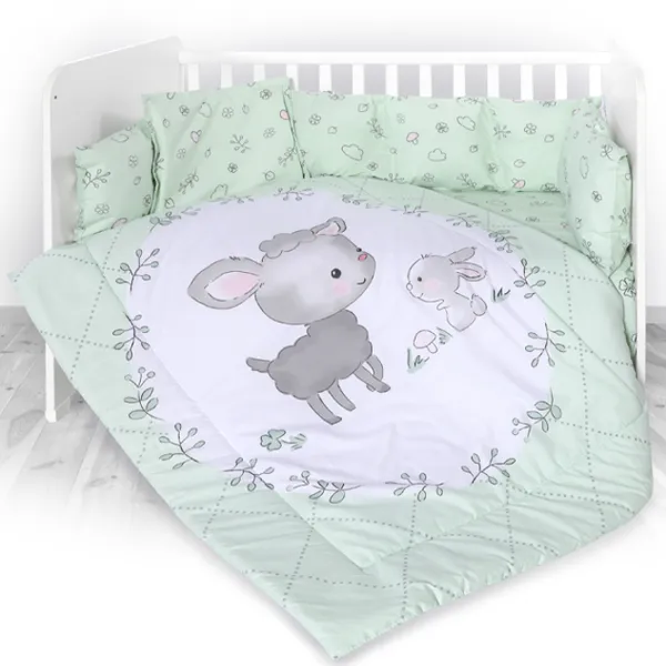 Детское постельное бельё Lorelli Lily Ranforce Lamb (20800146201) Хлопок/ Зеленый White photo 1 Детское постельное бельё Lorelli Lily Ranforce Lamb (20800146201) Хлопок/ Зеленый White photo 1