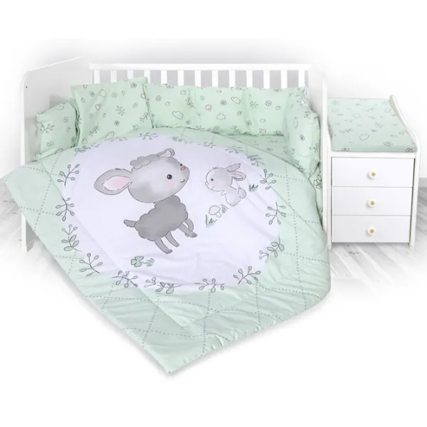 Детское постельное бельё Lorelli Ranforce Lamb (20800056201) Хлопок/ Мятный White photo 1