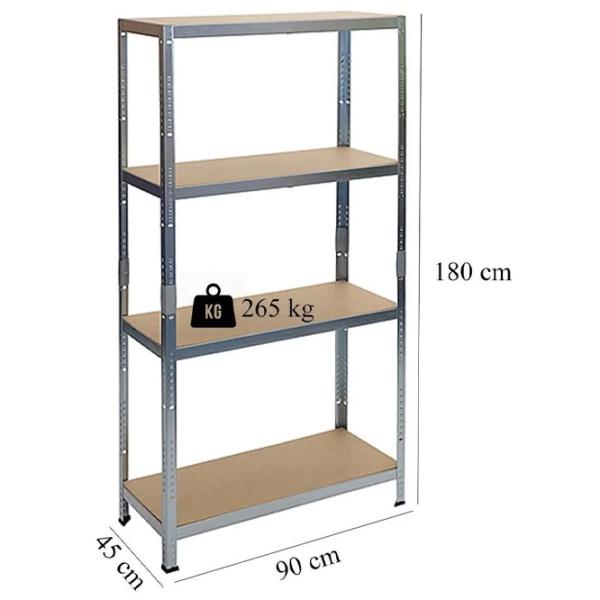 Etajeră Strend Pro Regal Racks RAT20  180 x x 45 cm / MDF / Silver photo 2