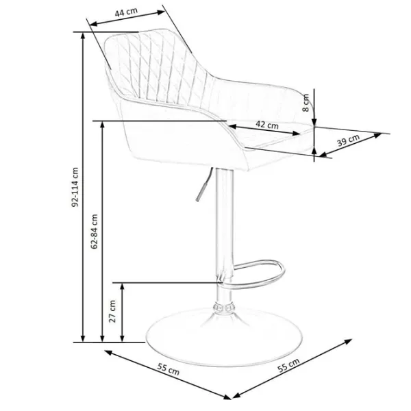 Scaun de bar Halmar H103  Catifea / Metal / Grey photo 5