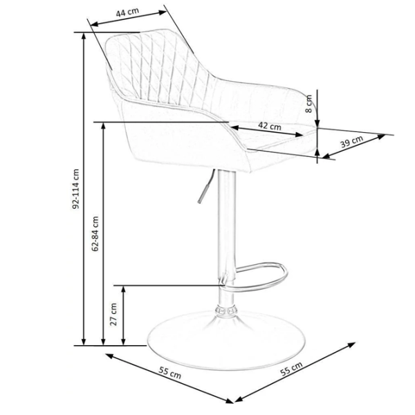 Scaun de bar Halmar H103  Catifea / Metal / Grey photo 5
