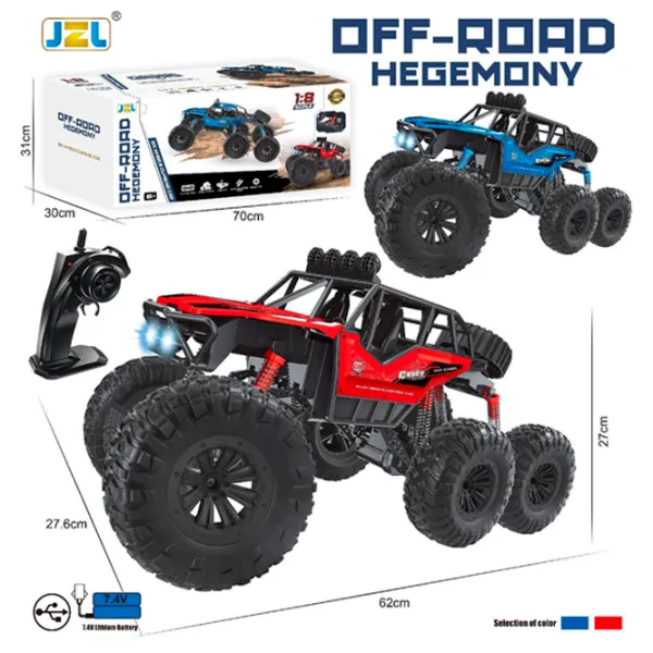 Mașină JZL Six-Wheel Climbing Car Off-Road Hegemony 2280  / 2.4 GHz / Red photo 4