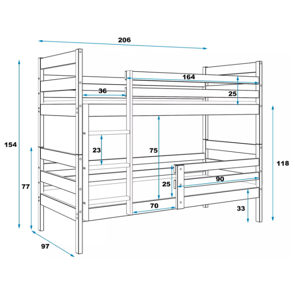 Pat pentru copii BMS Group Eryk 90 x 200 cm / Masiv / White photo 5