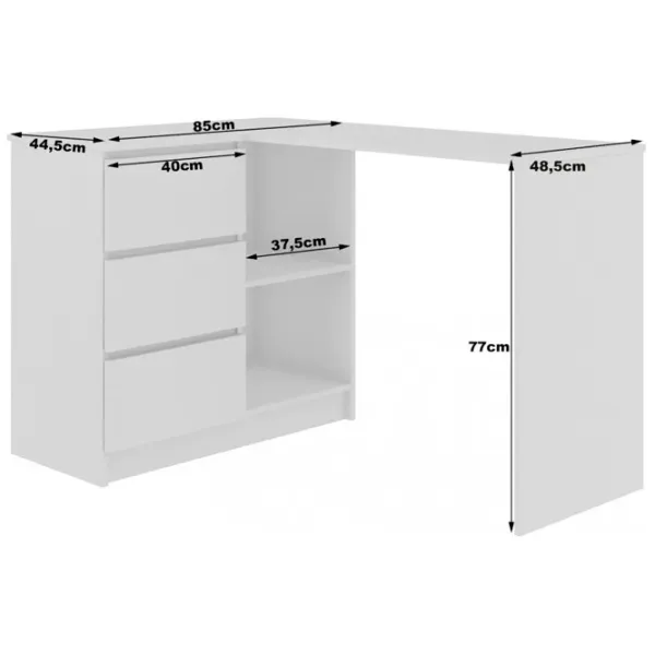 Masă de birou Akord B16 Left PAL melaminat/ White photo 2 Masă de birou Akord B16 Left PAL melaminat/ White photo 2