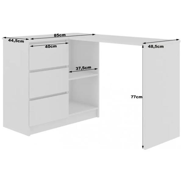 Masă de birou Akord B16 Left PAL melaminat/ White photo 2 Masă de birou Akord B16 Left PAL melaminat/ White photo 2