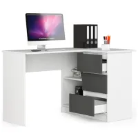 Masă de birou Akord B16 Right PAL melaminat/ White photo 2