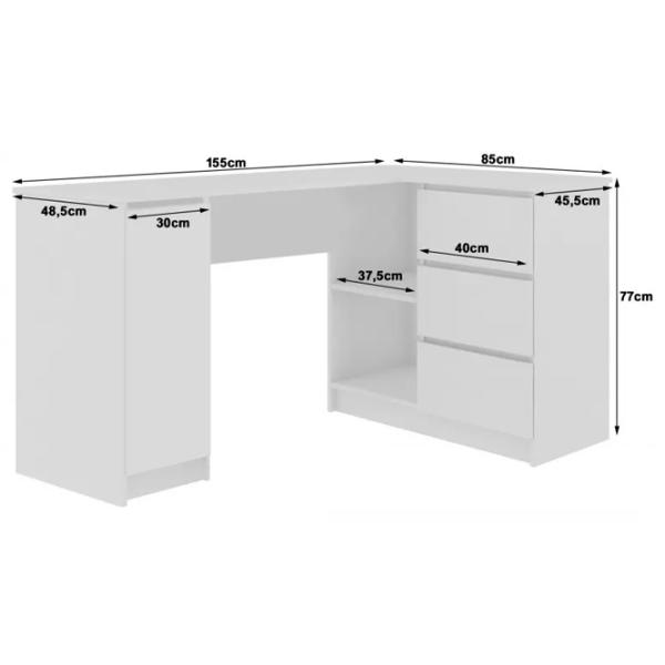 Masă de birou Akord B20 Right PAL/ White photo 2