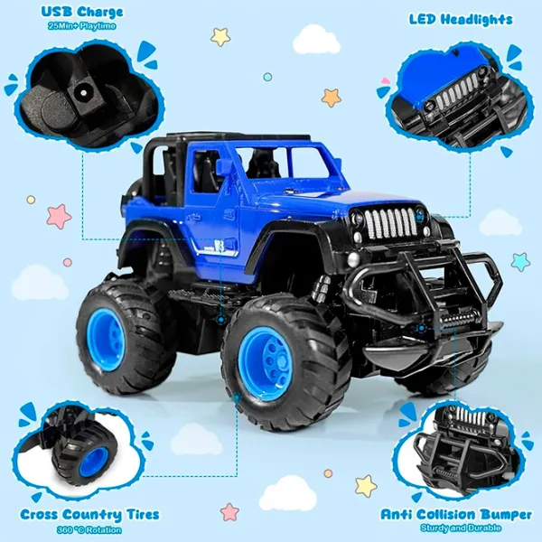 Машинка Lead Honor Four-Pass Remote Control Off -Road Vehicle LH-C056  / 2.4 ГГц / Черный Синий photo 5