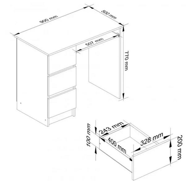 Masă de birou Akord A-6 Left PAL melaminat/ Sonoma Oak photo 4 Masă de birou Akord A-6 Left PAL melaminat/ Sonoma Oak photo 4
