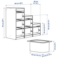 Стеллаж с контейнерами Ikea Trofast 94 x 99 x 44см cm / ЛДСП / White photo 3