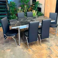 Обеденные стол со стульями Fabulous 1144 () Прямоугольная / Стекло / Черный