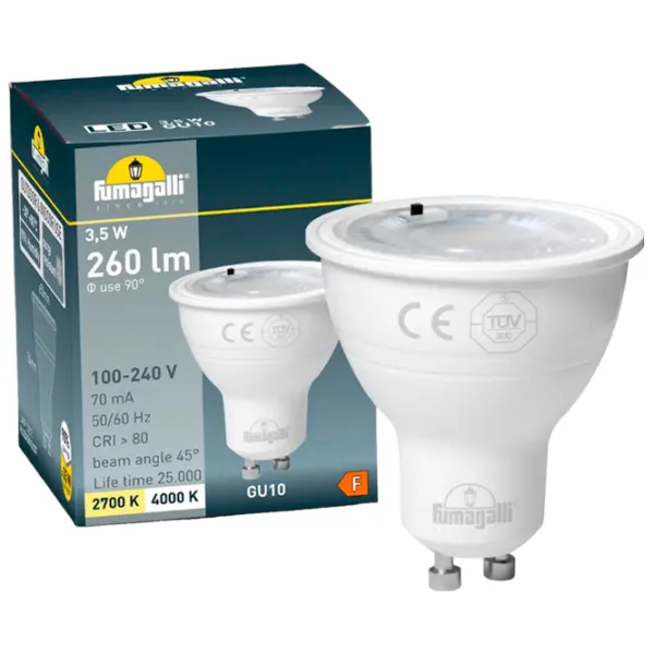 Bec LED Fumagalli HLEDGU10CCT  GU10 / 3.5 W / 2700 K / 366lm / White photo 2
