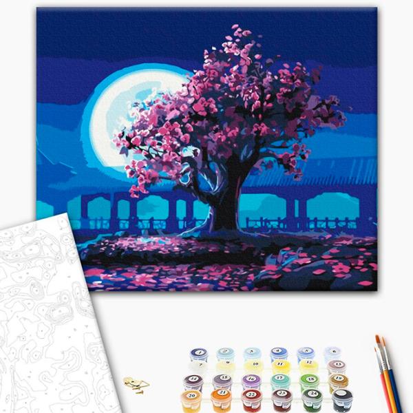 Картина по номерам BrushMe Сакура в лунном свете BS25275 50 x 40 см / Горизонтальная photo 3