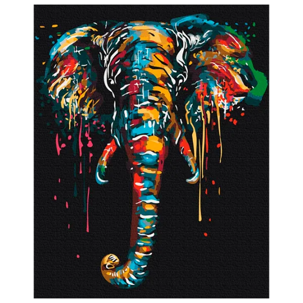 Pictură pe numere BrushMe Elefant în culori de curcubeu BS51377FC 50 x 40 cm / Verticală photo 1