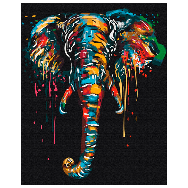 Pictură pe numere BrushMe Elefant în culori de curcubeu BS51377FC 50 x 40 cm / Verticală photo 1