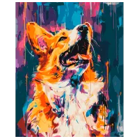 Pictură pe numere BrushMe Corgi colorat BS53927FC 50 x 40 cm / Verticală