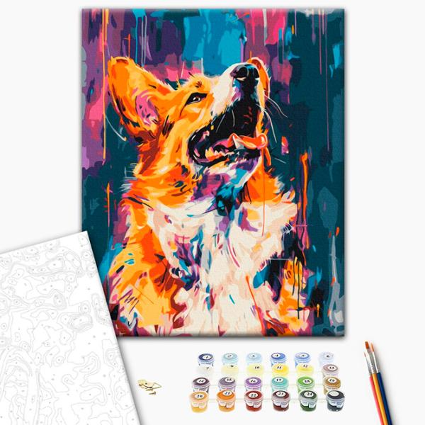 Pictură pe numere BrushMe Corgi colorat BS53927FC 50 x 40 cm / Verticală photo 2