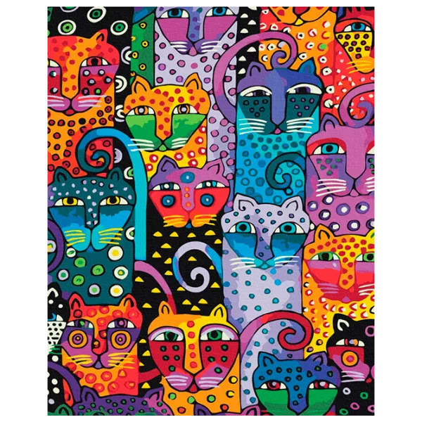 Картина по номерам BrushMe Разноцветные кошки BS9372FC 50 x 40 см / Вертикальная photo 1