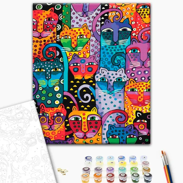 Картина по номерам BrushMe Разноцветные кошки BS9372FC 50 x 40 см / Вертикальная photo 3