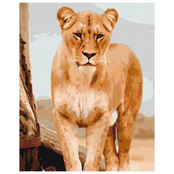 Pictură pe numere BrushMe Tânără leoaică BS52392FC 50 x 40 cm / Verticală photo 1