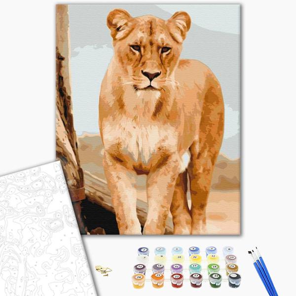 Pictură pe numere BrushMe Tânără leoaică BS52392FC 50 x 40 cm / Verticală photo 3