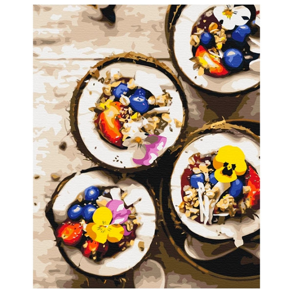 Pictură pe numere BrushMe Mic dejun cu nucă de cocos BS52569FC 50 x 40 cm / Verticală photo 1 Pictură pe numere BrushMe Mic dejun cu nucă de cocos BS52569FC 50 x 40 cm / Verticală photo 1