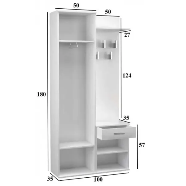Dulap pentru antreu TopEshop Duo 100 PAL / Black Matt photo 3