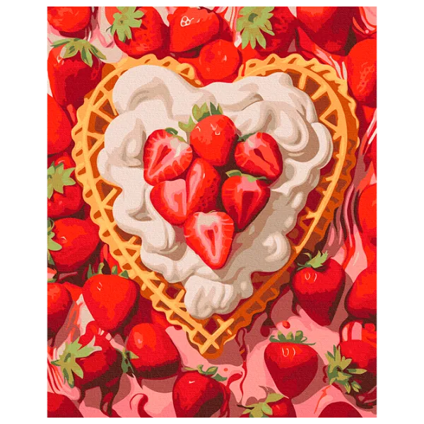 Pictură pe numere BrushMe Căpșuni și cremă BS53888FC 50 x 40 cm / Verticală photo 1