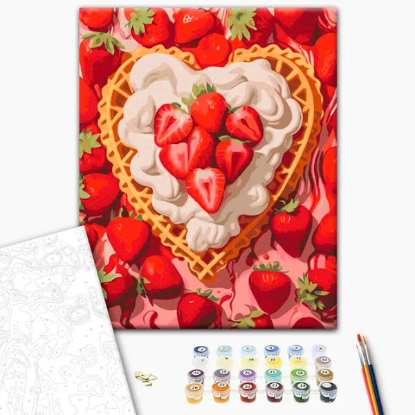 Pictură pe numere BrushMe Căpșuni și cremă BS53888FC 50 x 40 cm / Verticală photo 2