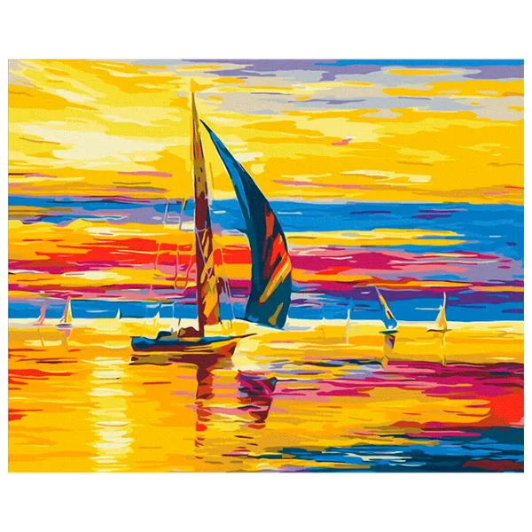 Pictură pe numere BrushMe Răsărit de soare pe barcă BS51393 50 x 40 cm / Verticală photo 1