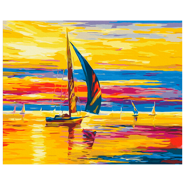 Pictură pe numere BrushMe Răsărit de soare pe barcă BS51393 50 x 40 cm / Verticală photo 1